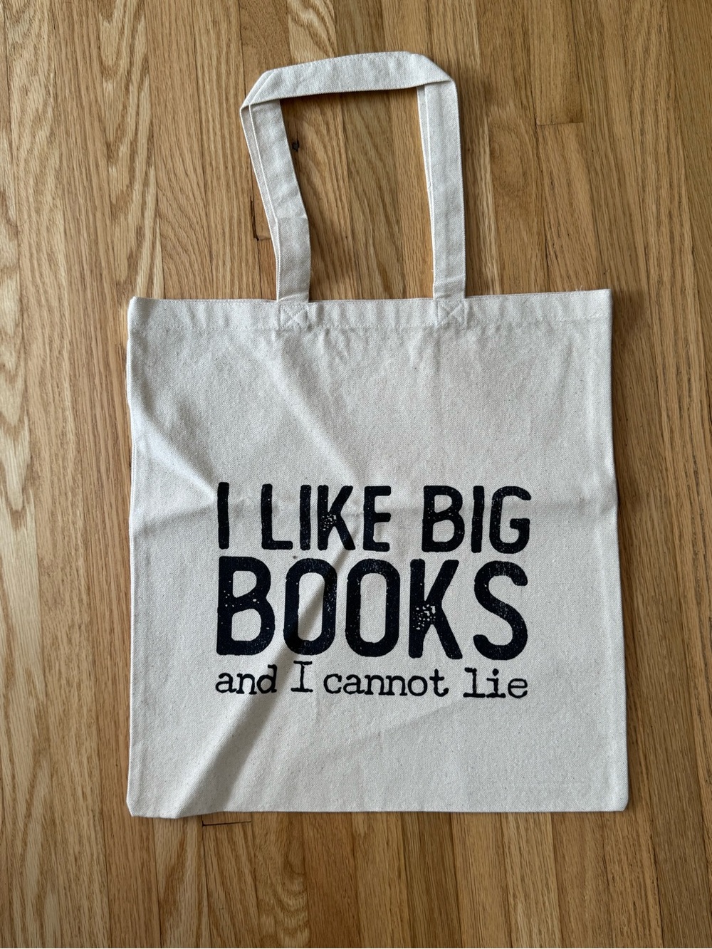 I Like Big Books Canvas Tote Bag - Cream with Black Print